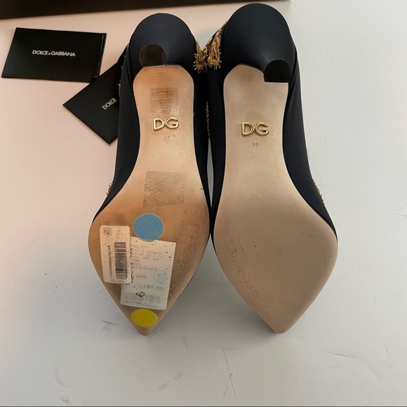 DOLCE & GABBANA Lori embellished lace appliquéd stretch jersey sock boot gold - Picture 5 of 13